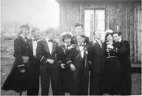 P8200002 F.v. Evelyn Olsen Eide, Arthur Tapio, NN, Turid Olsen, Ronny Pettersen, King Løkken(?), Alf Olsen, Erry Pettersen, Øystein Olsen